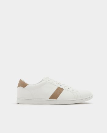 sneakers with beige stripes
